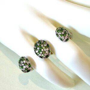 RARITIES Carol Brodie Chrome Diopside two-Finger Sterling Ring